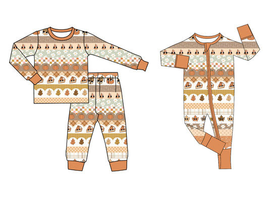 25.6.2 custom each style moq 5eta 4-6week Sibling Sisters pumpkin cake baby boy long sleeve pants sets and rompers match family design