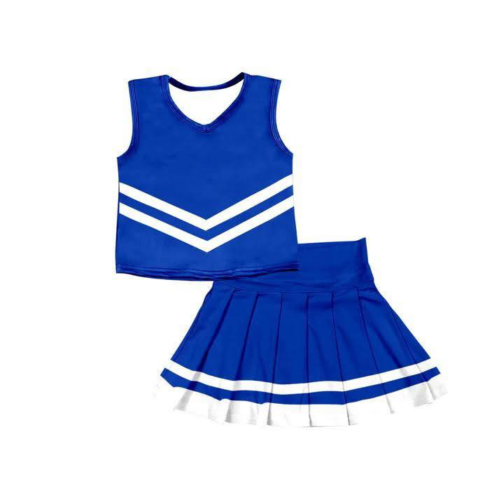 Custom moq 5 each style eta 6-7weeks baby girl clothes team blue sleeveless skirts sets-25.8.11