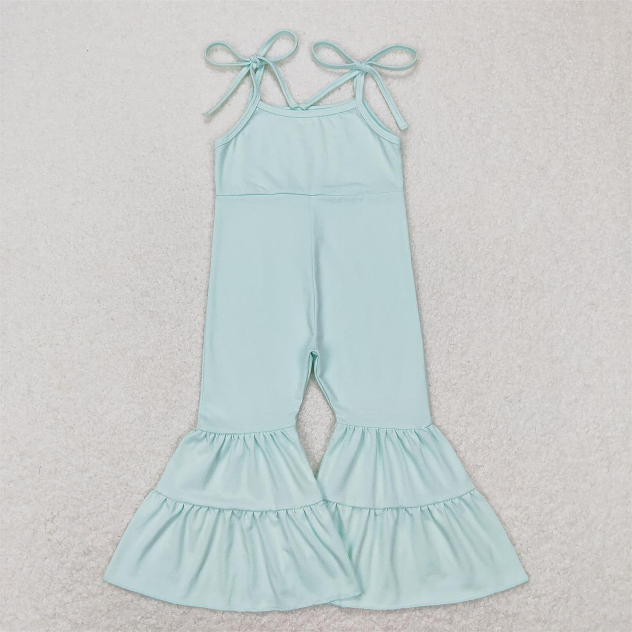 RTS NO MOQ Baby Girls Cotton Suspender Double Lace Flared Overalls