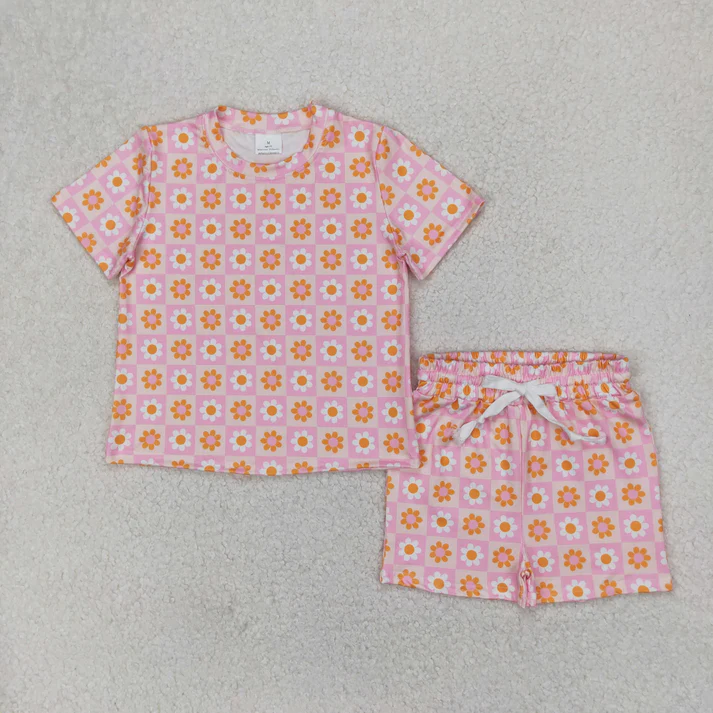 RTS NO MOQ baby girls Clothes short sleeve shorts Sets