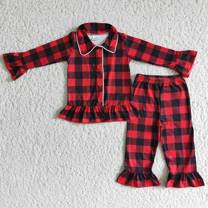 RTS NO MOQ sibling baby boys girl clothes button long sleeve Clothes pants pajamas Sets