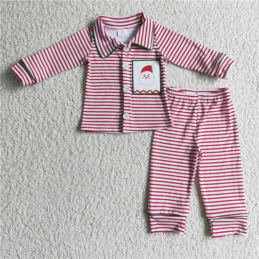 RTS NO MOQ（In Stock ) 6 A2-20 Embroidered Christmas long sleeve pants set