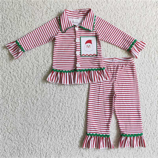 RTS NO MOQ（In Stock) 6 B9-3 Embroidered Christmas Long Sleeve Pants Set