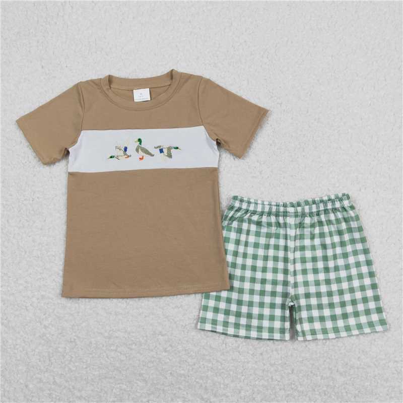 RTS Boys and girls Embroidered Short Sleeve Shorts sets dress rompers