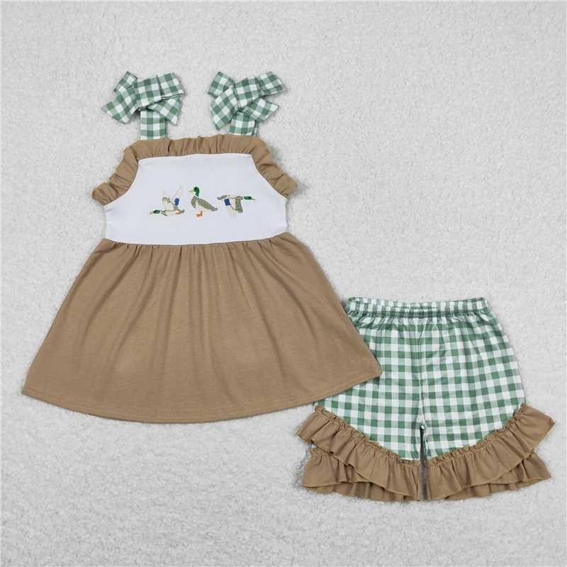 RTS Boys and girls Embroidered Short Sleeve Shorts sets dress rompers