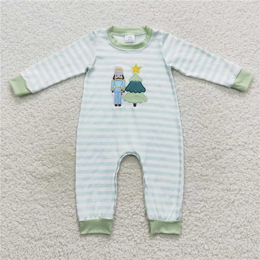 RTS NO MOQ（In Stock) LR0479 Baby boy clothes long-sleeved bodysuit with Christmas embroidered