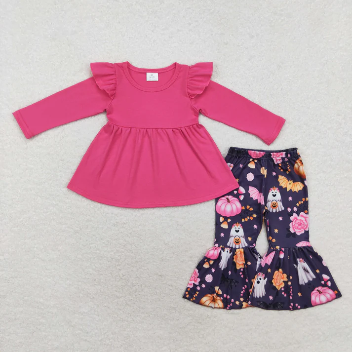 RTS NO MOQ Sibling baby girl clothes Halloween bow long sleeve pants Sets