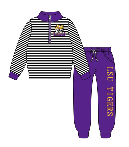 Custom moq 5 mix size milk silk summer teams baby boy clothes purple long sleeve pants sets-25.8.23