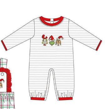Deadline November 4 custom no moq eta 6-8weeks Christmas Girls-Green Turtle-Puppy Pattern Light Purple Striped Long Sleeve Climbing Suit