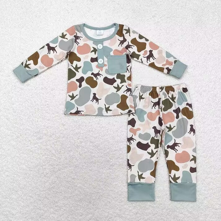 RTS NO MOQ  Gray green leopard print long-sleeved suit & romper & top