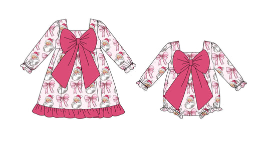 25.9.13 custom each style moq 5eta 6-8week Sibling Sisters bow baby girl long sleeve dress and rompers match family design