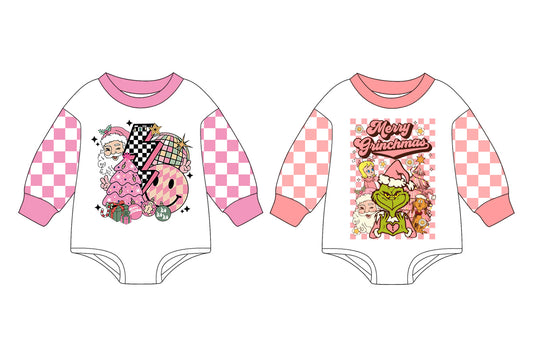 25.7.18 custom each style moq 5 eta 4-6week Sibling Sisters Christmas baby girl long sleeve romper 1 and romper 2 match family design