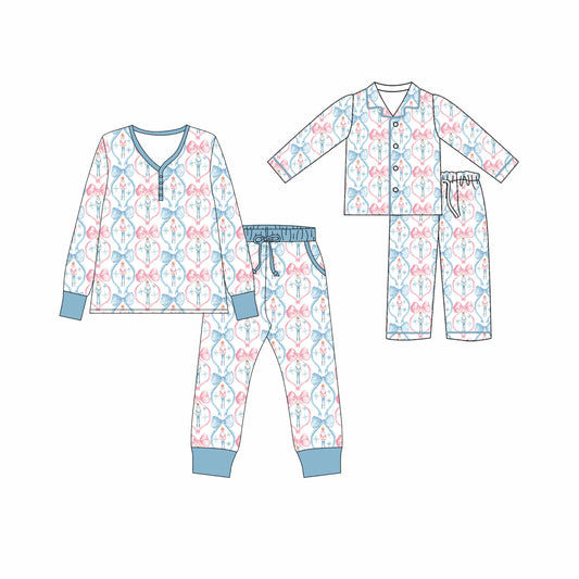 25.5.13 custom each style moq 5eta 4-6week Sibling Sister bow long sleeve pants sets and adult sets match design