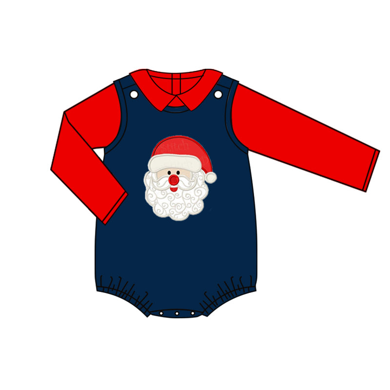7.6 custom each style moq 5eta 4-6week Sibling Sister Christmas navy blue baby girls dress and boy rompers 1 and girls romper 2 match family design