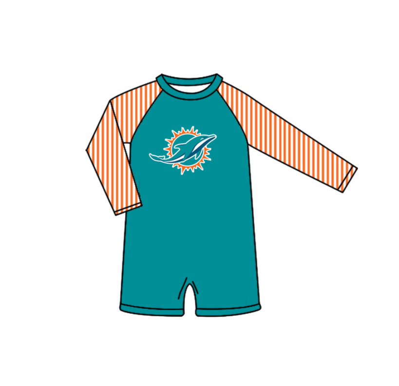 Custom moq 5 mix size milk silk summer teams blue-green baby girl boys clothes Two-Piece Swimsuit Set One Piece Swimsuits boy swim trunks