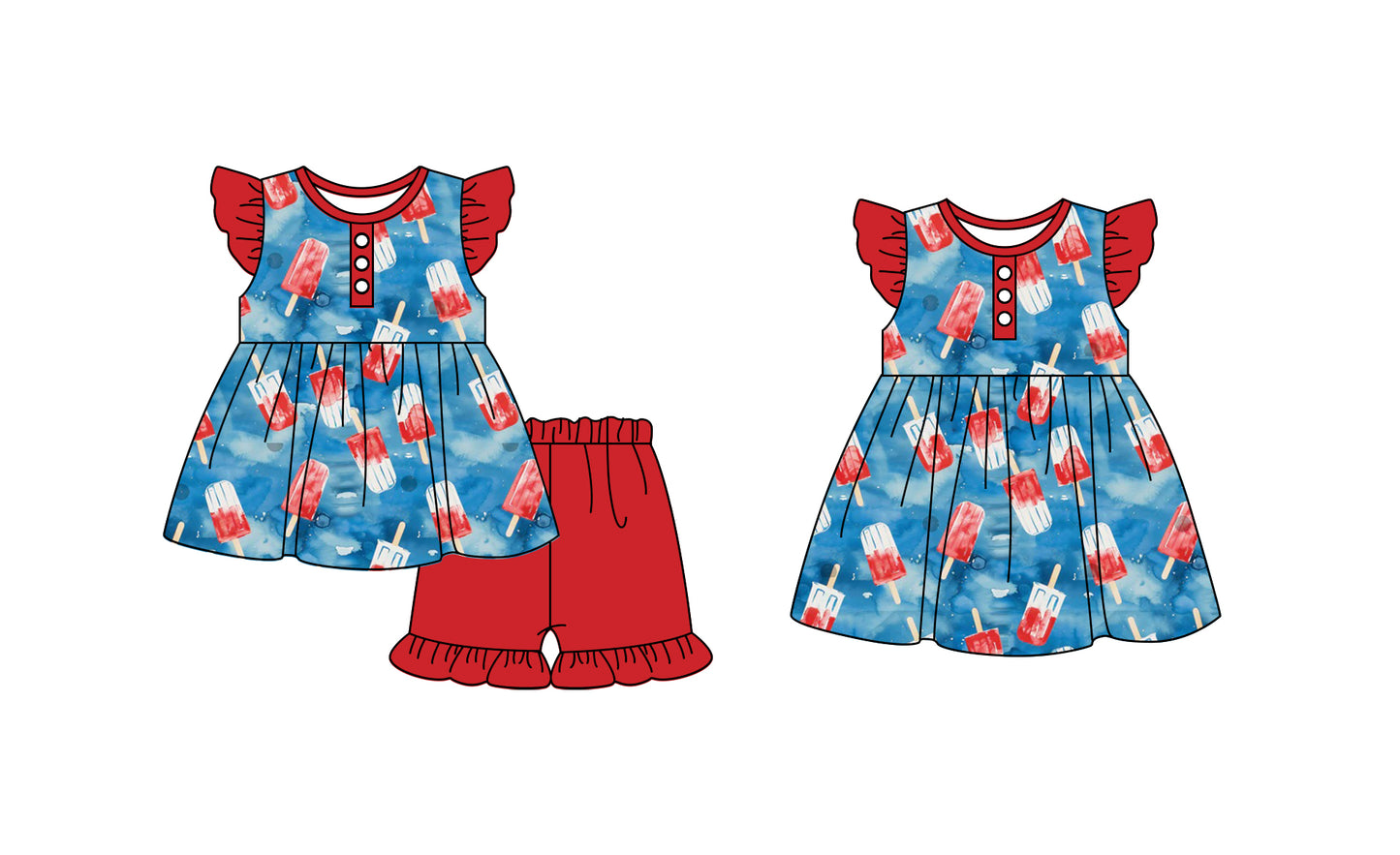 11.23 custom each style moq 5eta 4-6week Sibling Sister baby girl short sleeve shorts sets and dresses match design