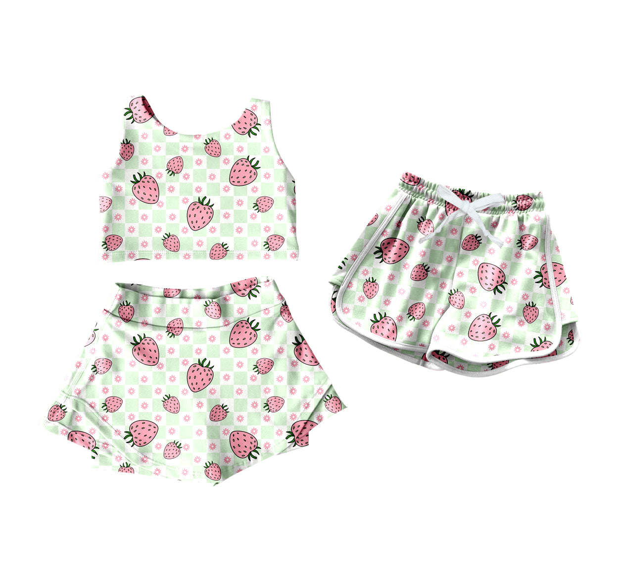 25.12.26 custom each style moq 5 eta 6-8week Sibling Sister strawberry baby short sleeve shorts sets and shorts match design