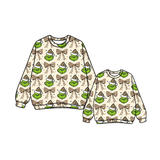 25.7.25 custom each style moq 5eta 4-6week Sibling Sister Christmas bow long sleeve top and adult top match design