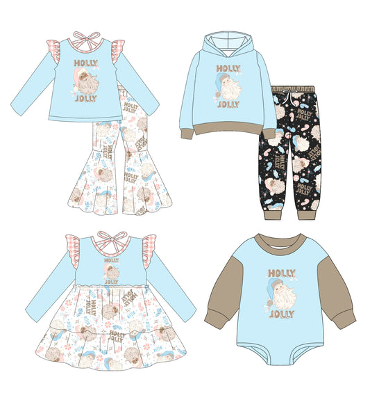 25.6.27 custom each style moq 5eta 4-6week Sibling Sisters Christmas baby girl long sleeve pants sets 1 and sets 2 and dress and rompers match family design