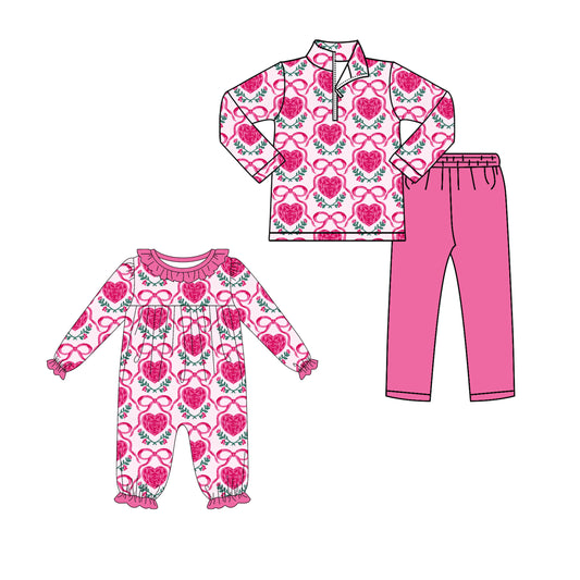 25.10.2 custom each style moq 8 eta 6-8week Sibling Sisters love bow floral baby girl clothes long sleeve pants sets and romper match family design