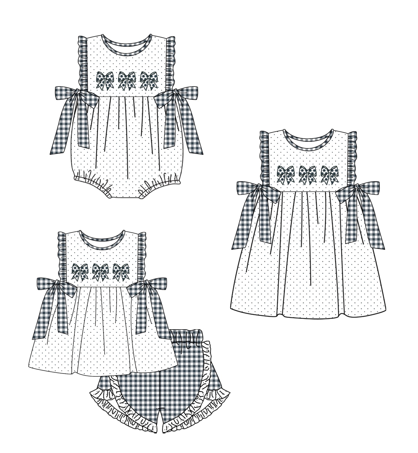 12.19 custom each style moq 5eta 4-6week Sibling Sister bow baby girl short sleeve shorts sets and dress and rompers match family design