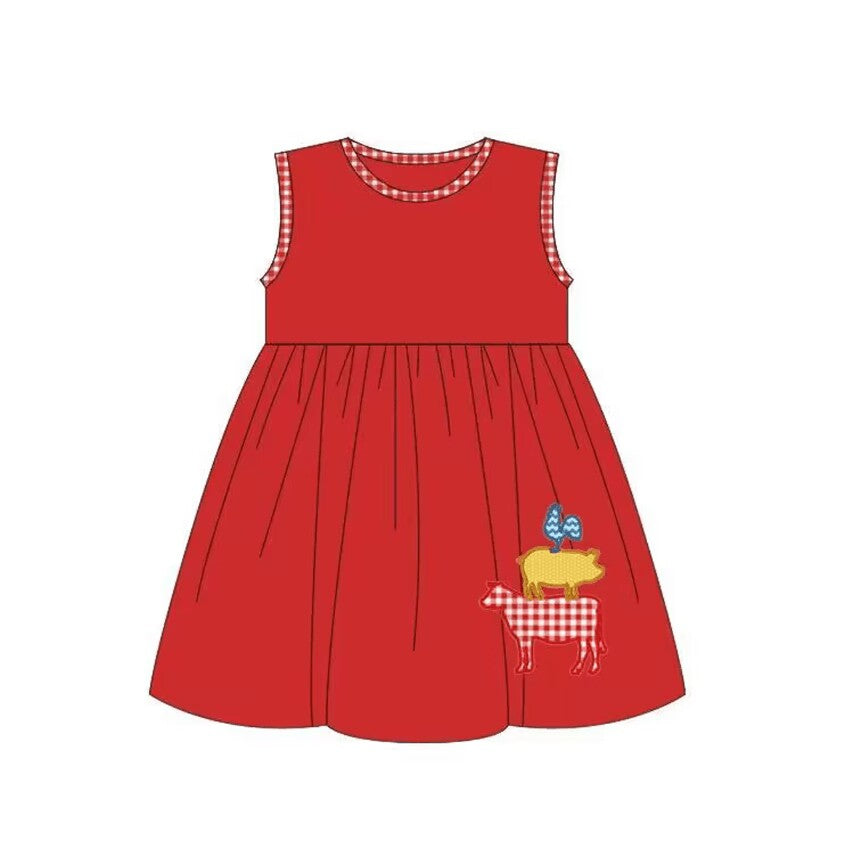 5.9custom each style moq 5eta 4-5week Sibling Sister cute farm collction prints red girls and boy outfits and baby romper match family design