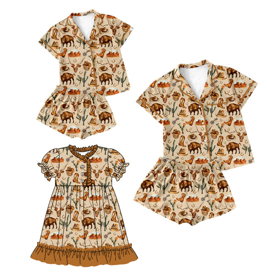 12.24 custom each style moq 5eta 4-6week Sibling Sister boot baby girls short sleeve shorts sets and adult sets and dress match design