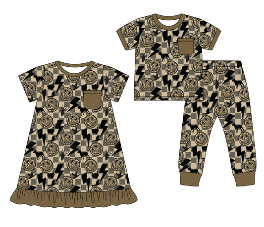 25.9.19 custom each style moq 8 eta 6-8week Sibling Sisters baby girl short sleeve pants sets and dress match family design