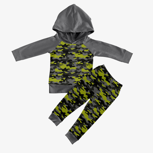 9.14 custom each style moq 5eta 4-6week baby boy clothes camouflage green hooded long sleeve pants sets