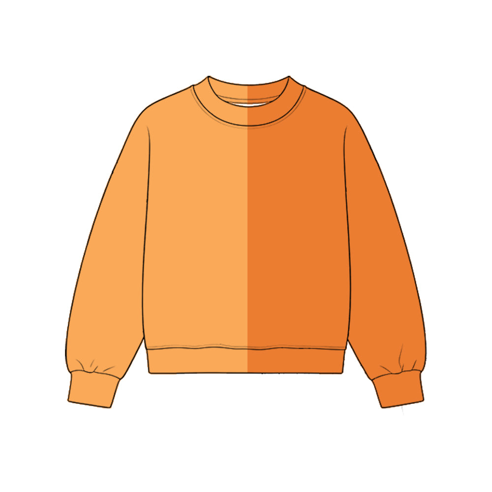 Custom moq 5 girls  Blank Cotton Light Orange + Pumpkin Orange Sweatshirt