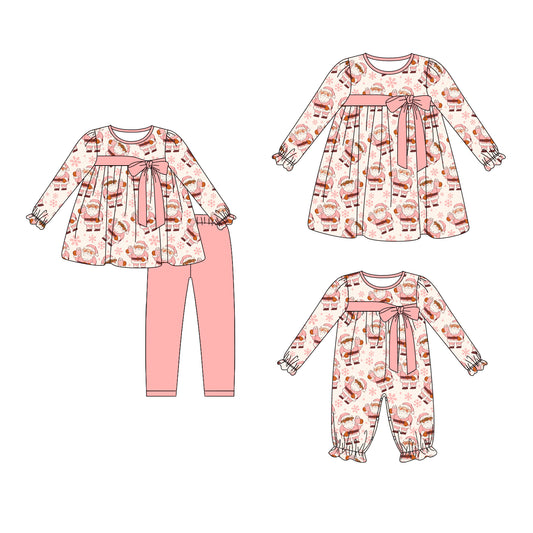 25.5.29 custom each style moq 5eta 4-6week Sibling Sisters Christmas floral baby girl long sleeve pants sets and dress and rompers match family design