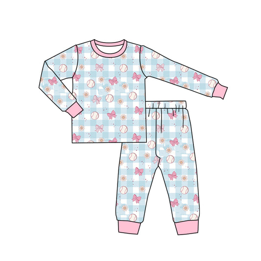 6.17 custom each style moq 5eta 4-6 week Sibling Sister baseball bow girls outfits and romper match family design