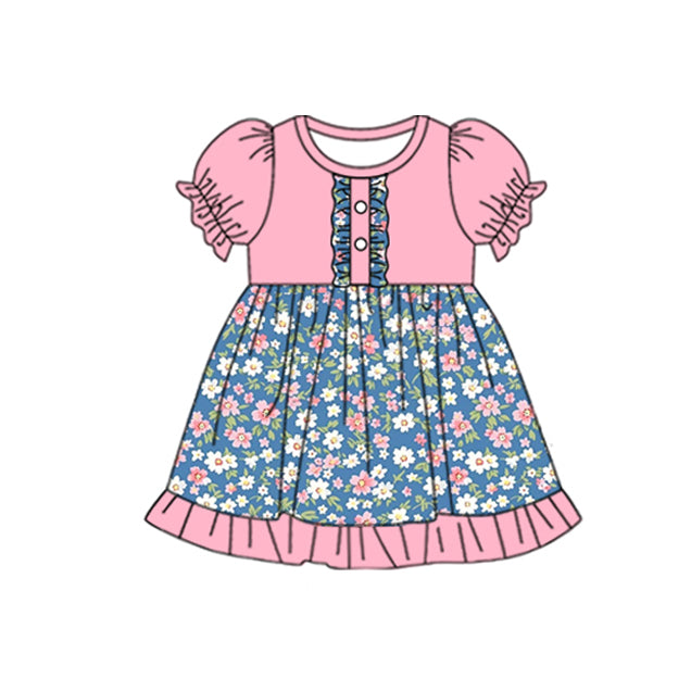 11.1 custom each style moq 5eta 4-6week Sibling Sister floral pink baby girl sets and dress and rompers match family design