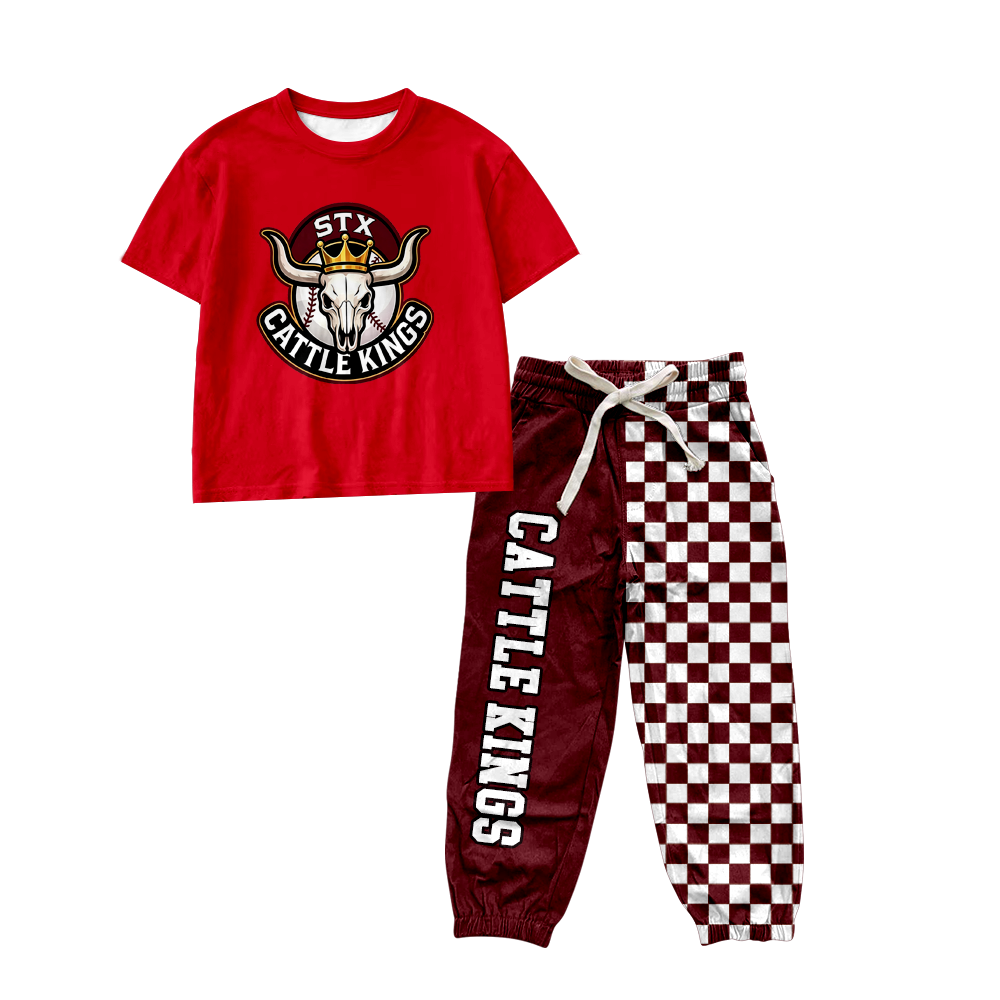 custom moq 5 mix size MSD070808 Baby Boys Short Sleeve Shirt Top Checked Long Pants Casual Set