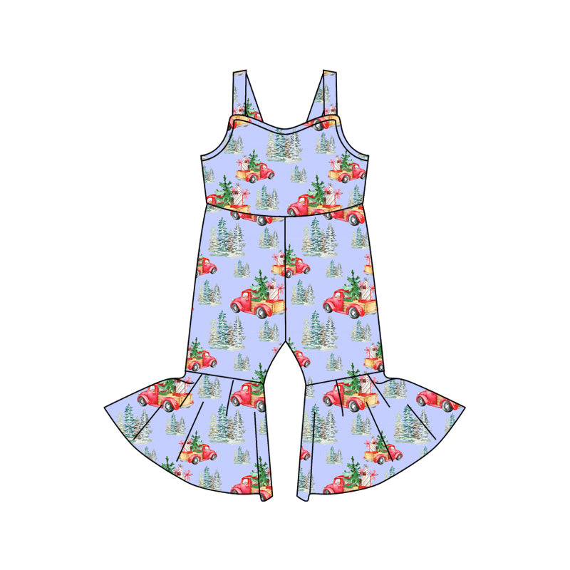 8.15 custom each style moq 5eta 4-6week baby girls clothes Christmas trees car purple suspender jumpsuit