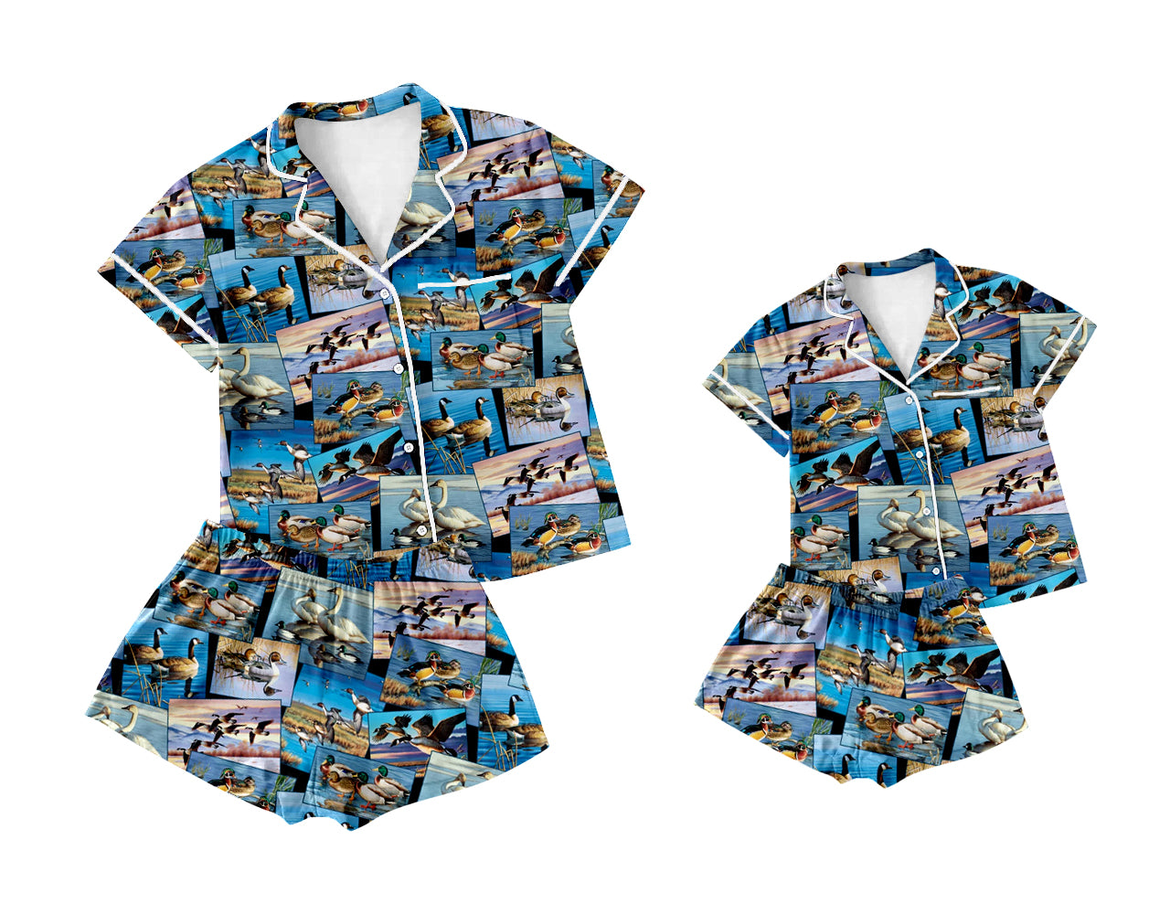 12.17 custom each style moq 5eta 4-6week Sibling Sister duck short sleeve shorts sets and adult sets match design
