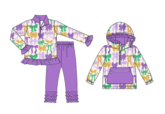 25.9.4 custom each style moq 5eta 4-6week Sibling Sisters bow baby girl long sleeve pants sets and top match family design