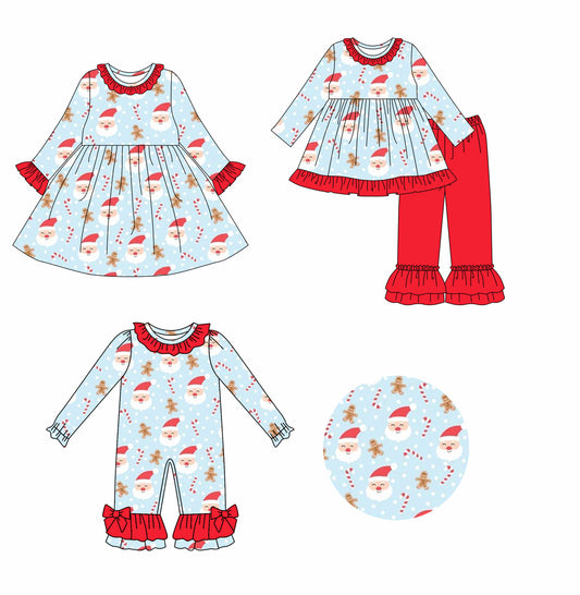 25.7.23 custom each style moq 5eta 4-6week Sibling Sisters Christmas baby girl long sleeve pants sets and dress and rompers match family design