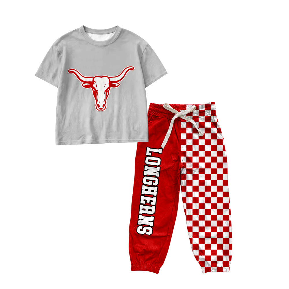 custom moq 5 mix size MSD070708 Baby Kids Short Sleeve Shirt Top Checked Long Pants Casual Set