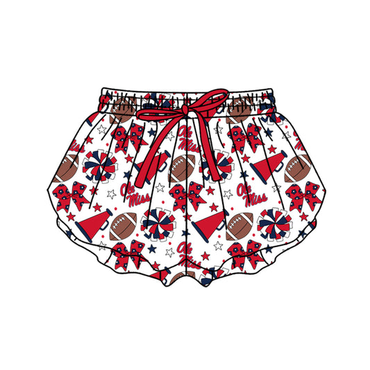 Custom moq 5 mix size milk silk summer teams Baby Girls Red Bows Yoga Active Ruffle Shorts Bottom for Kids