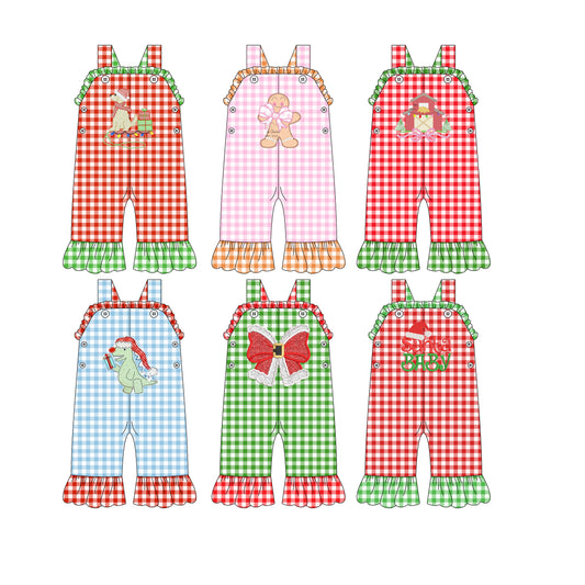 25.6.5 custom each style moq 5eta 4-6week Sibling Sisters Christmas baby girl long sleeve jumpsuit 1 and jumpsuit 6 match family design
