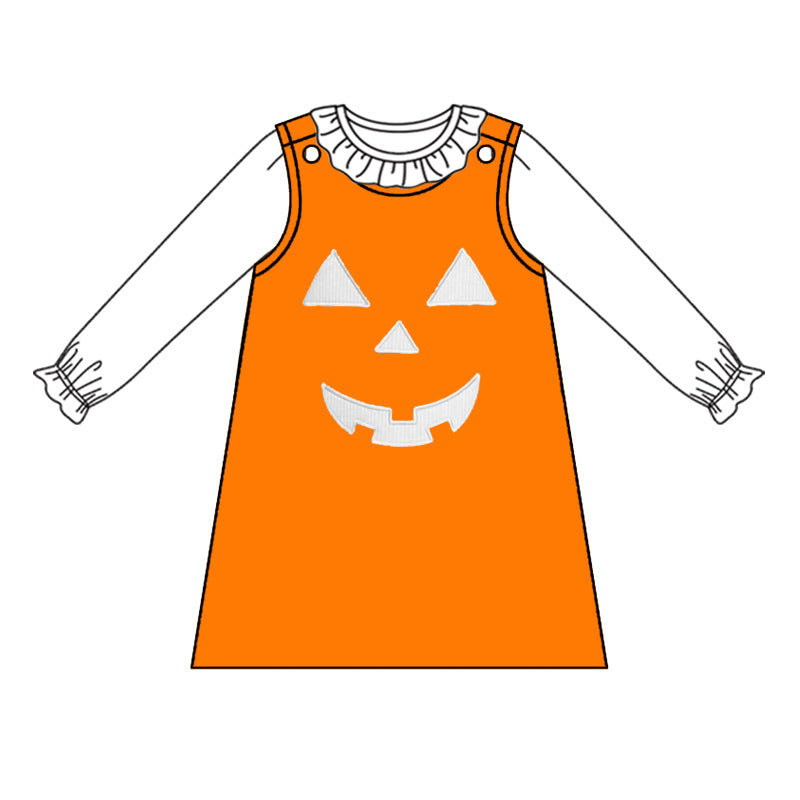 6.26 custom each style moq 5eta 4-6week Sibling Sister pumpkin orange baby girls dress and rompers match family design
