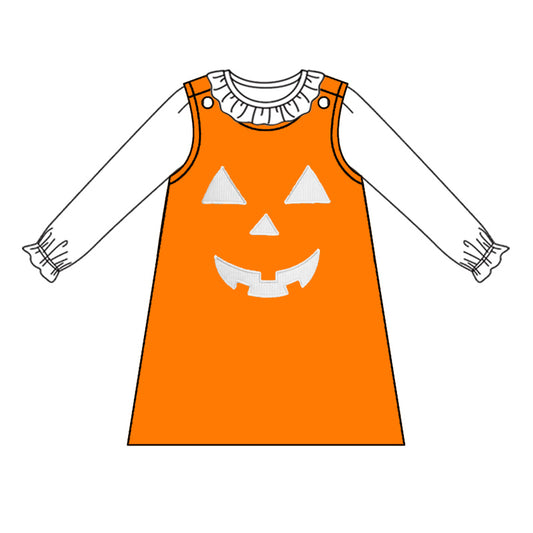 6.26 custom each style moq 5eta 4-6week Sibling Sister pumpkin orange baby girls dress and rompers match family design