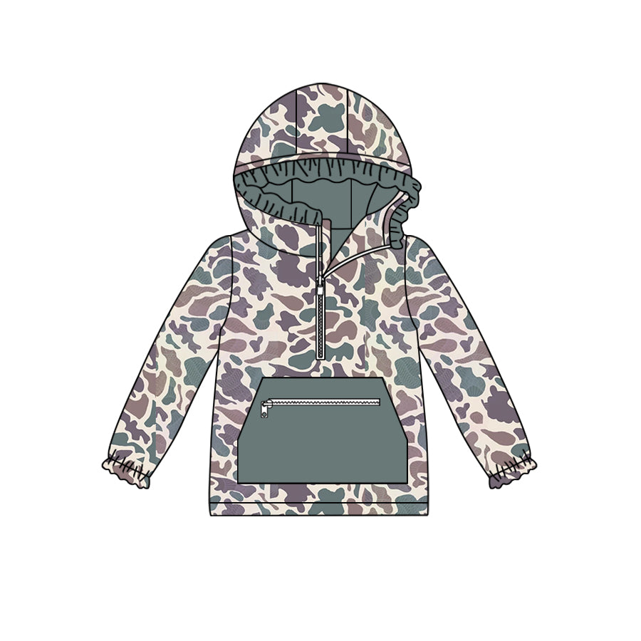6.6 custom each style moq 5 eta 4-6week Sibling Sister baby boys and girls clothes camouflage gray hooded long sleeve top