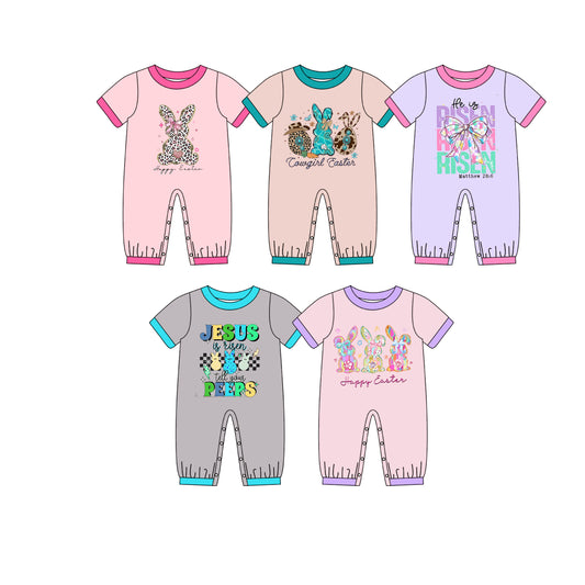 25.11.25 custom each style moq 5 eta 6-8week Sibling Sisters easter baby boy girl clothes short sleeve rompers 5 match family design