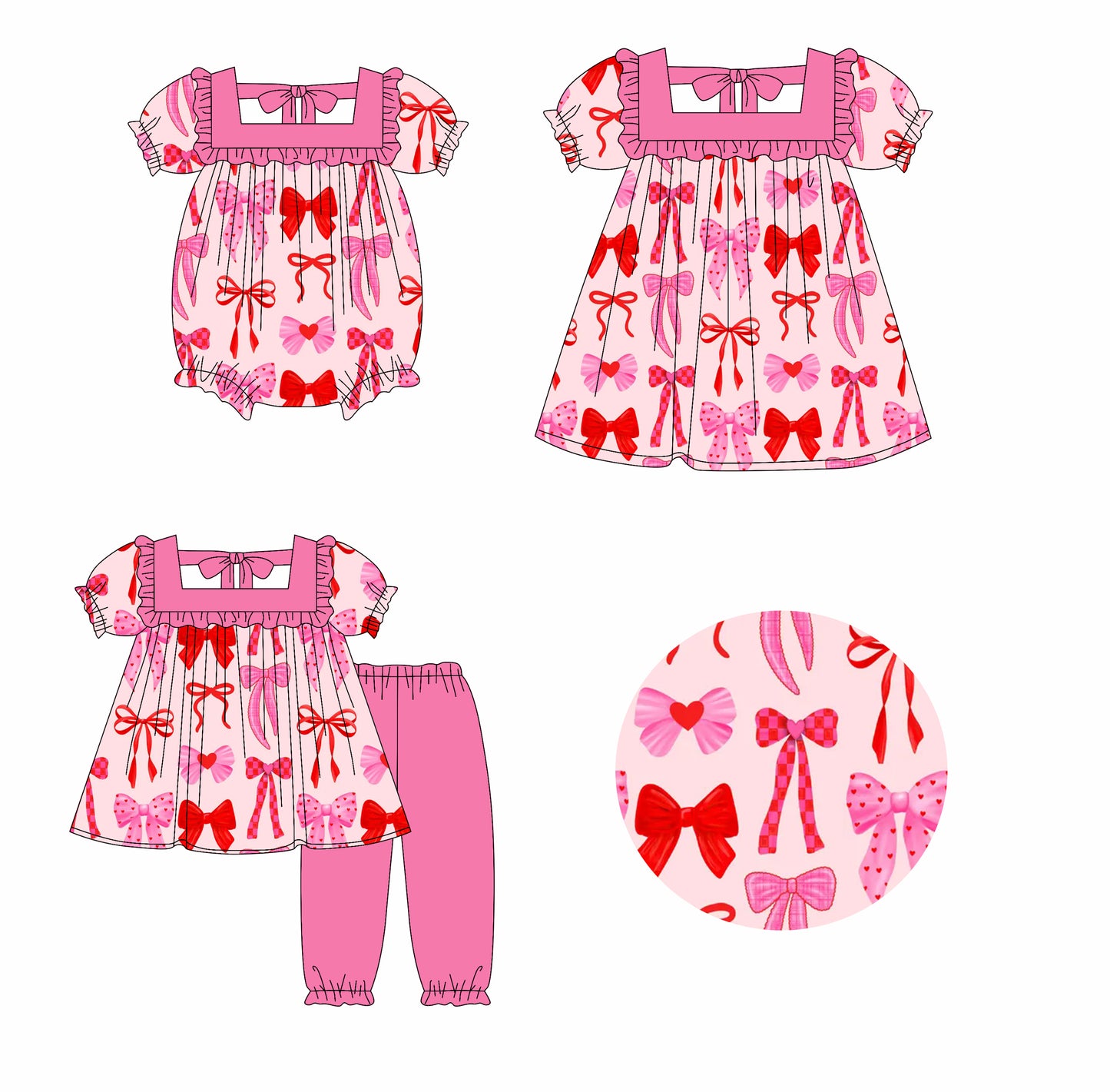 25.10.11 custom each style moq 5 eta 6-8week Sibling Sisters bow baby girl short sleeve pants sets and dress and rompers match family design