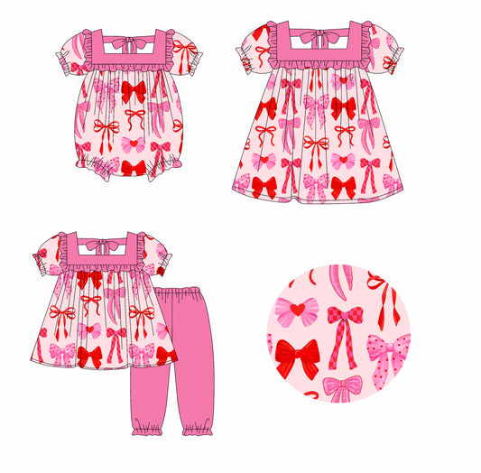 25.10.11 custom each style moq 5 eta 6-8week Sibling Sisters bow baby girl short sleeve pants sets and dress and rompers match family design