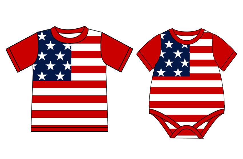 2.26 custom each style moq 5eta 4-6week Sibling Sister stars baby boy rompers and top match family design