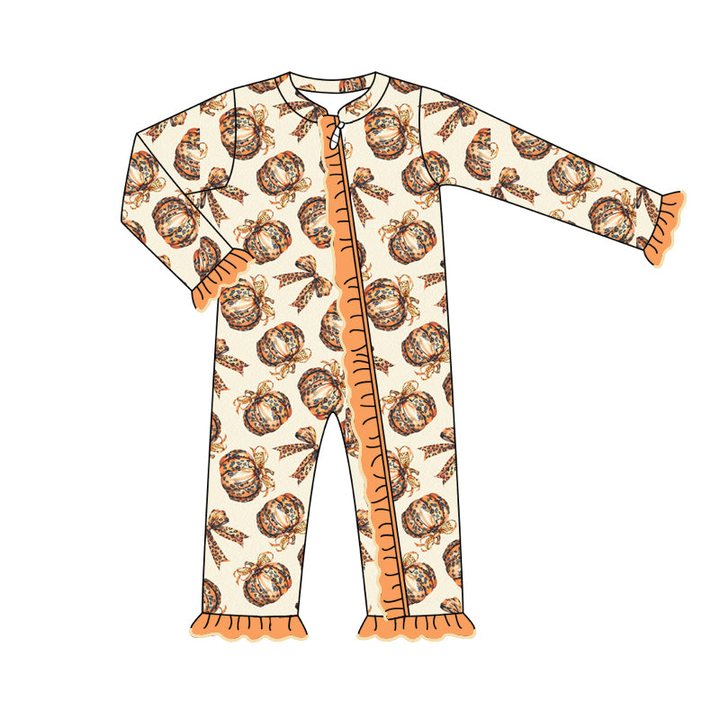 7.26 custom each style moq 5eta 4-6week Sibling Sister pumpkin orange baby girls sets and dress and rompers match family design