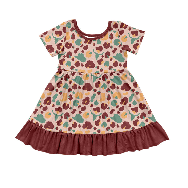 10.25 custom each style moq 5eta 4-6week baby girl clohes leopard short sleeve dress